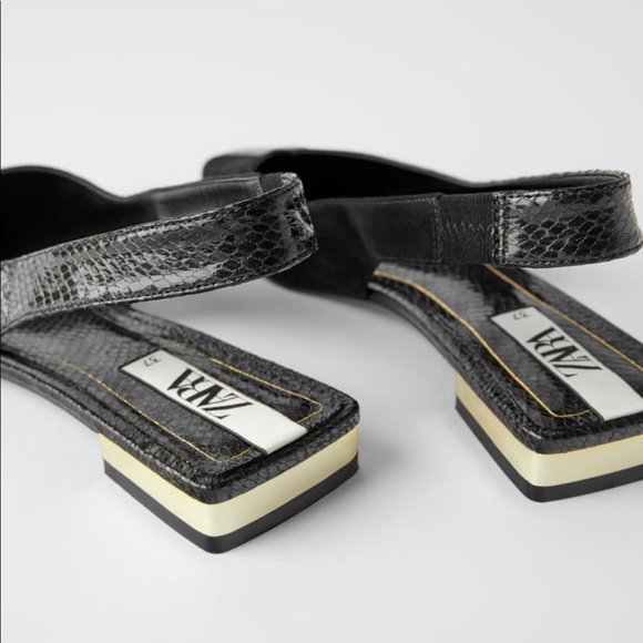 Zara black slingback flats NWT - Picture 3 of 6